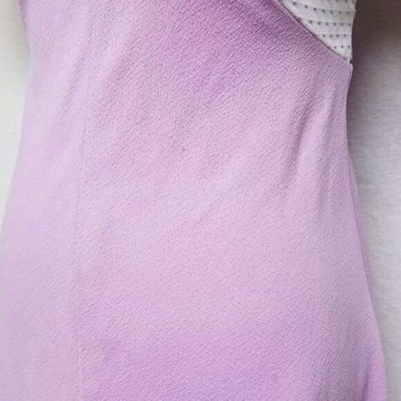 Vintage 1960s Lilac Swiss Dot Handmade Short Sleeve Tie Waist Maxi Dress S - Picture 13 of 13
